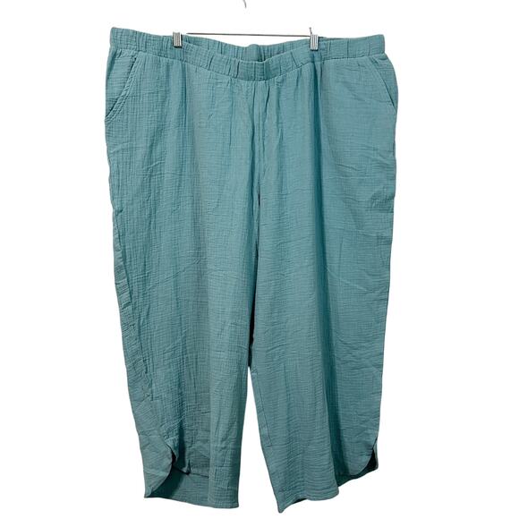 LOGO by Lori Goldstein Wide Leg Pants Size 3x Blue Gauze Crop Beachy - Picture 2 of 8